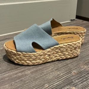 Denim wedge sandals